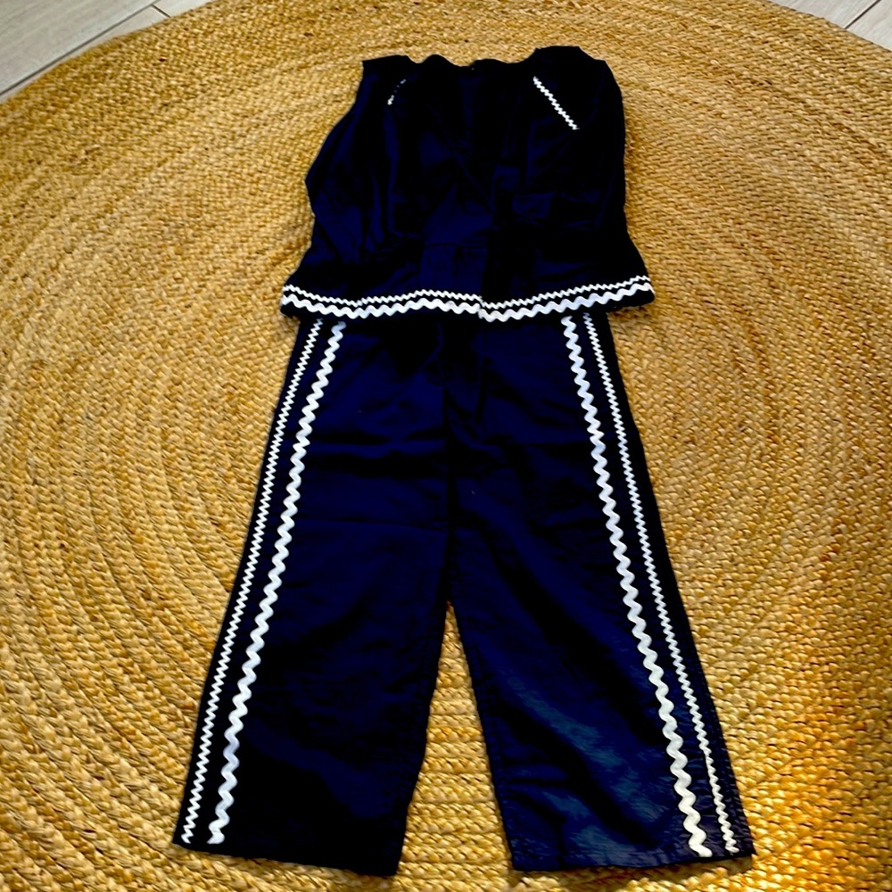 J. Crew navy pants and top set xs